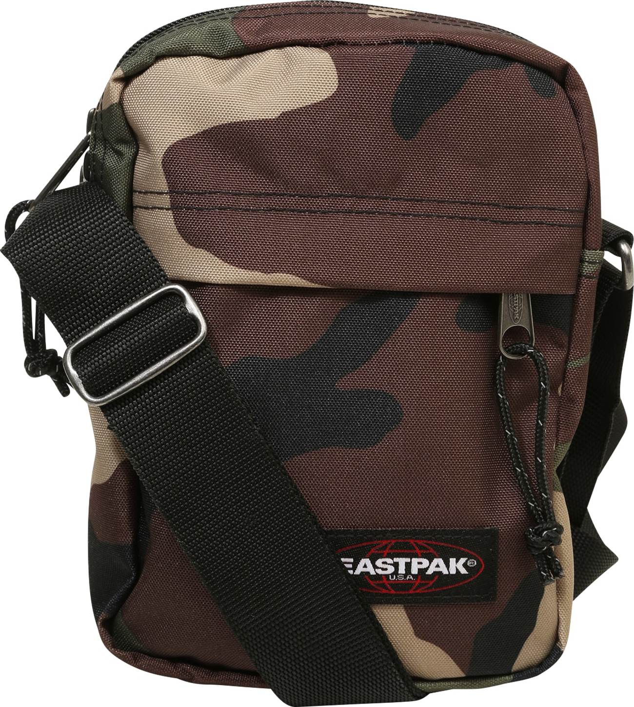 EASTPAK Taška přes rameno 'The One' hnědá / zelená / černá / červená / bílá