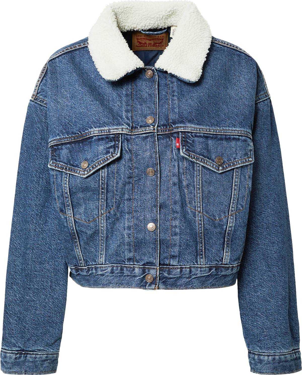 LEVI'S Přechodná bunda 'CROPPED LOOSE SHERPA' modrá džínovina