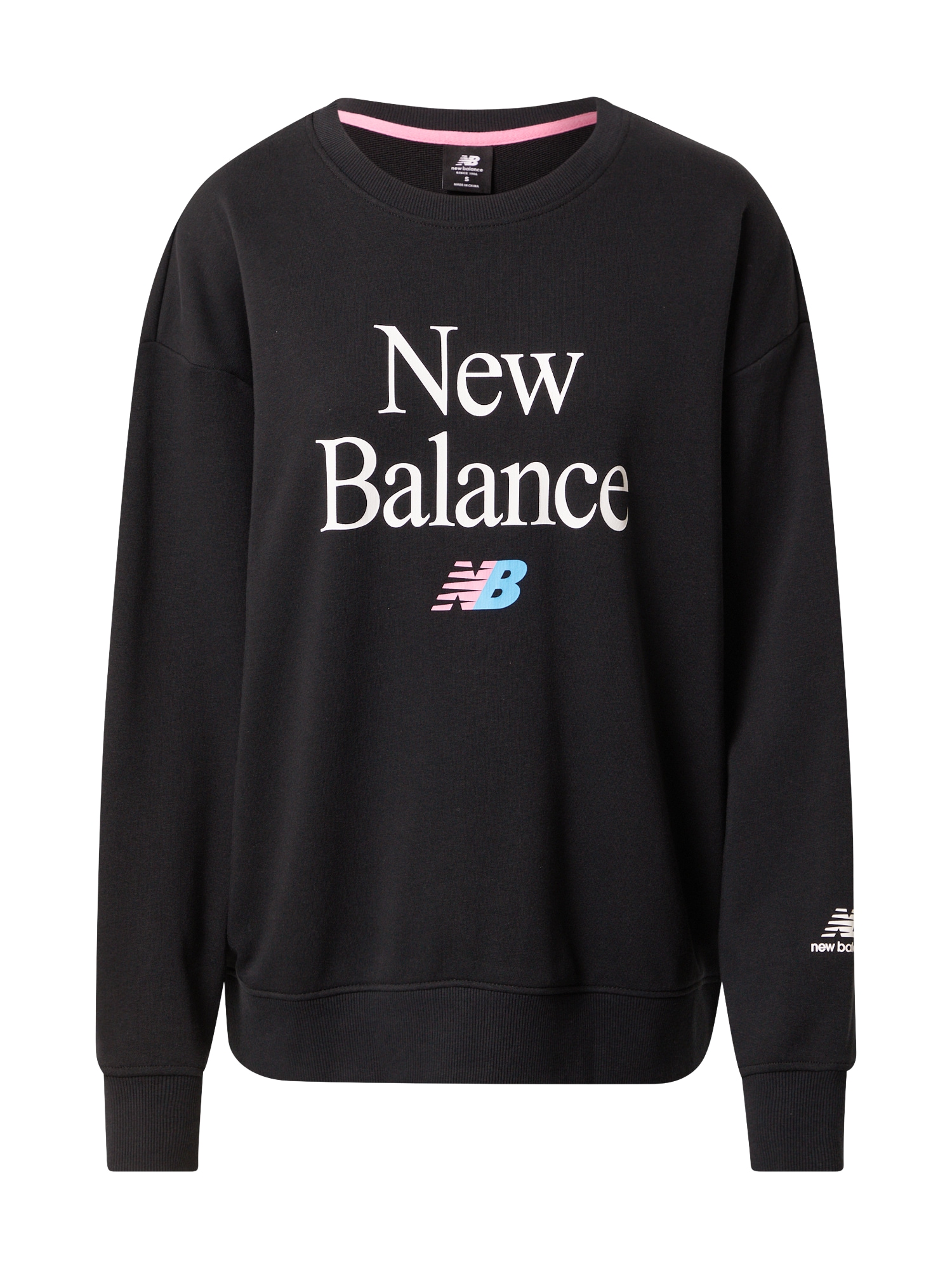 new balance Mikina černá / bílá / růžová / světlemodrá