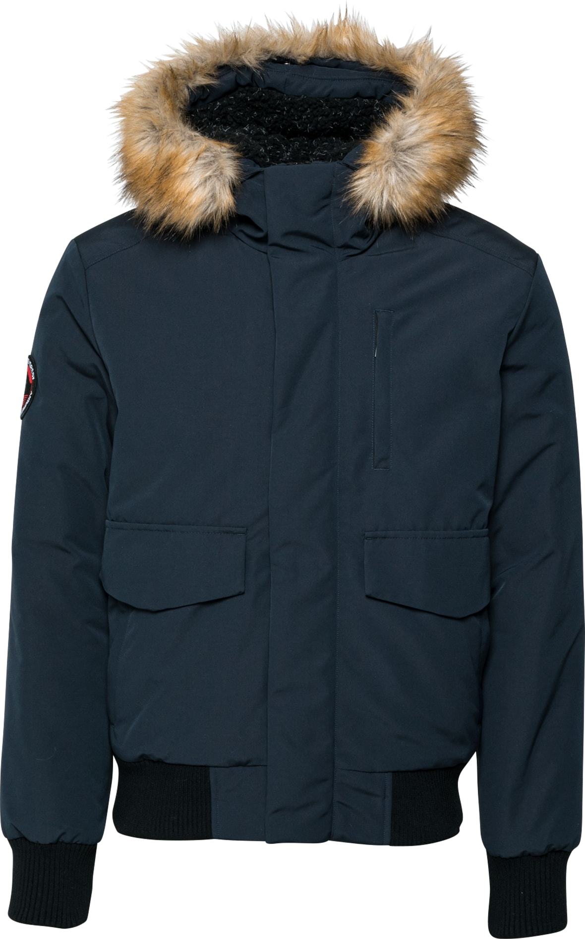 Zimní bunda 'Everest' Superdry noční modrá / světle hnědá